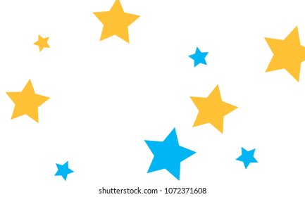 Many Stylish, Modern and Nice Looking Yellow and Blue Stars of Different size on White Background