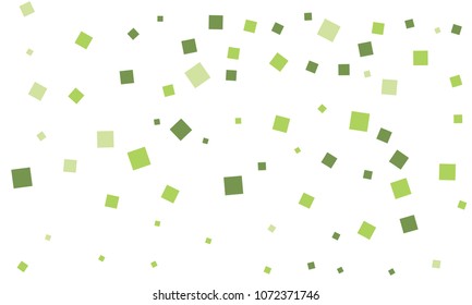 Many Stylish, Modern and Nice Looking Green Confetti of Different Size on White Background