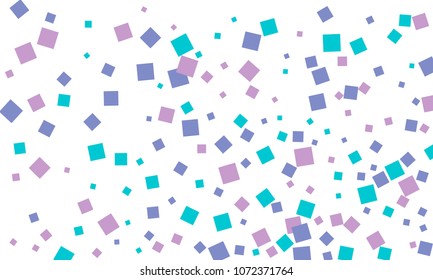Many Stylish, Modern and Nice Looking Blue and Violet Confetti of Different Size on White Background