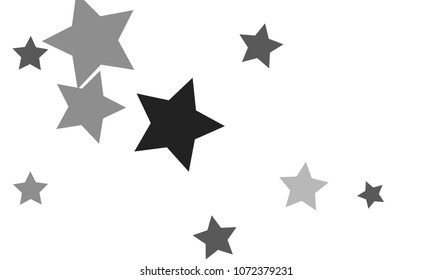 Many Stylish, Modern and Nice Looking Grey Stars of Different Size and Opacity on White Background