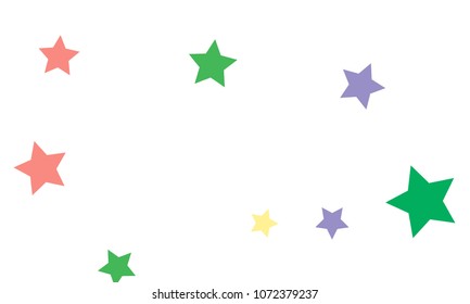 Many Stylish, Modern and Nice Looking Green, Violet, Pink and Orang Stars of Different size on White Background