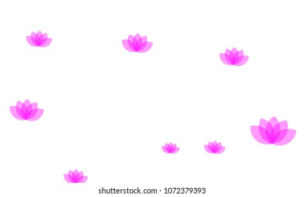 Many Stylish, Modern and Nice Looking Pink Lotuses on White Background