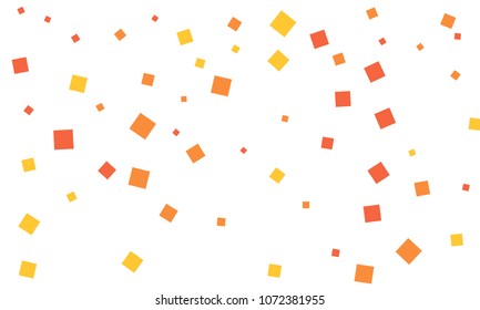 Many Stylish, Modern and Nice Looking Red, Orange and Yellow Confetti of Different Size on White Background