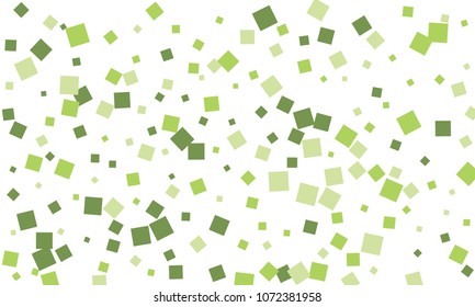 Many Stylish, Modern and Nice Looking Green Confetti of Different Size on White Background