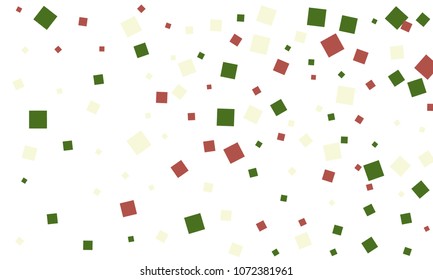 Many Stylish, Modern and Nice Looking Green and Red Confetti of Different Size on White Background