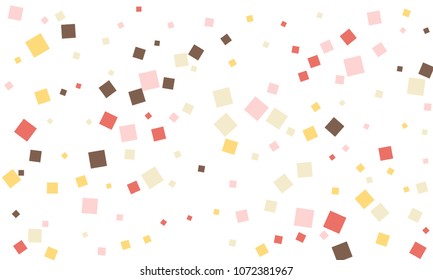 Many Stylish, Modern and Nice Looking Brown, Pink, Red and Yellow Confetti of Different Size on White Background