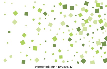 Many Stylish, Modern and Nice Looking Green Confetti of Different Size on White Background