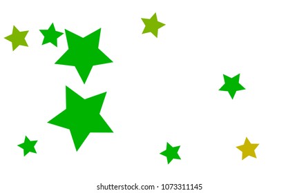 Many Stylish, Modern and Nice Looking Yellow and Green Stars of Different size on White Background