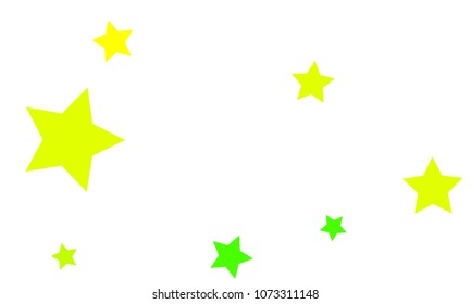 Many Stylish, Modern and Nice Looking Yellow and Green Stars of Different size on White Background