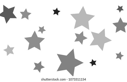 Many Stylish, Modern and Nice Looking Grey Stars of Different Size and Opacity on White Background