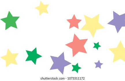 Many Stylish, Modern and Nice Looking Green, Violet, Pink and Orang Stars of Different size on White Background