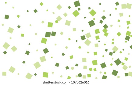 Many Stylish, Modern and Nice Looking Green Confetti of Different Size on White Background