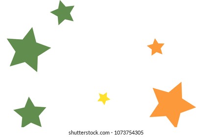 Many Stylish, Modern and Nice Looking Yellow and Green, Pink, Orange and Yellow Stars of Different size on White Background