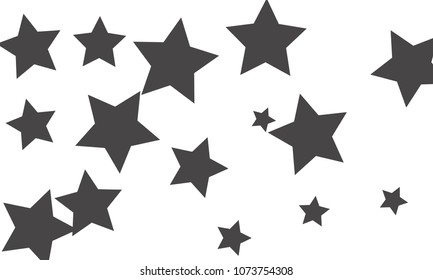 Many Stylish, Modern and Nice Looking Grey Stars of Different size on White Background