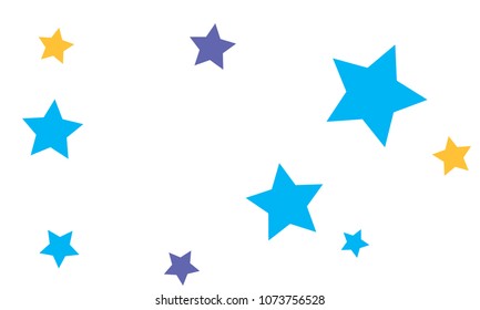 Many Stylish, Modern and Nice Looking Yellow and Blue Stars of Different size on White Background
