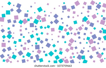 Many Stylish, Modern and Nice Looking Blue and Violet Confetti of Different Size on White Background