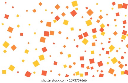 Many Stylish, Modern and Nice Looking Red, Orange and Yellow Confetti of Different Size on White Background