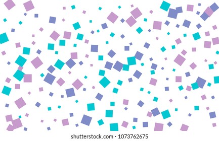 Many Stylish, Modern and Nice Looking Blue and Violet Confetti of Different Size on White Background