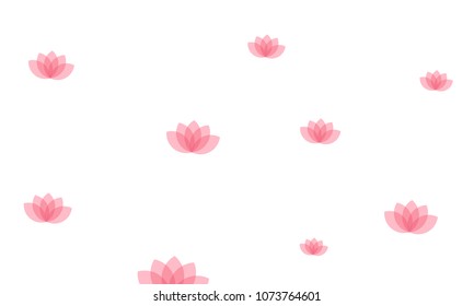 Many Stylish, Modern and Nice Looking Pink Lotuses on White Background