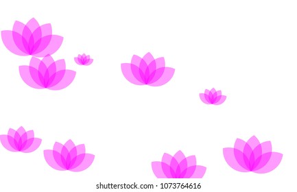 Many Stylish, Modern and Nice Looking Pink Lotuses on White Background