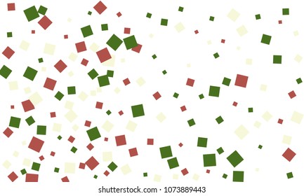 Many Stylish, Modern and Nice Looking Green and Red Confetti of Different Size on White Background
