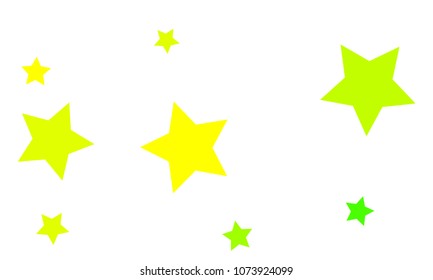 Many Stylish, Modern and Nice Looking Yellow and Green Stars of Different size on White Background