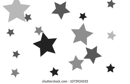 Many Stylish, Modern and Nice Looking Grey Stars of Different Size and Opacity on White Background