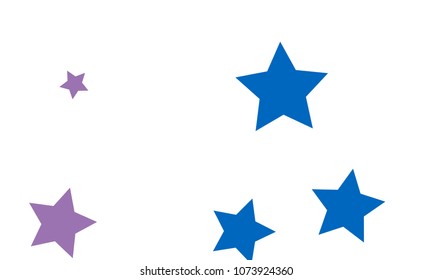 Many Stylish, Modern and Nice Looking Violet and Blue Stars of Different size on White Background