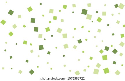 Many Stylish, Modern and Nice Looking Green Confetti of Different Size on White Background