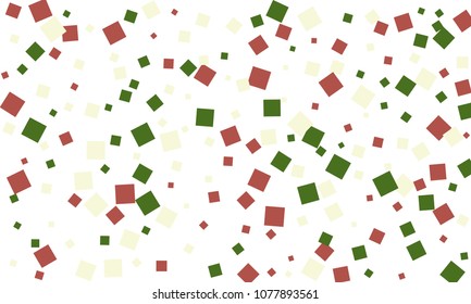 Many Stylish, Modern and Nice Looking Green and Red Confetti of Different Size on White Background
