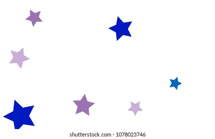 Many Stylish, Modern and Nice Looking Violet and Blue Stars of Different size on White Background