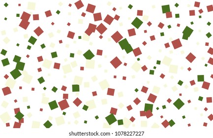 Many Stylish, Modern and Nice Looking Green and Red Confetti of Different Size on White Background