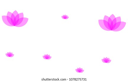 Many Stylish, Modern and Nice Looking Pink Lotuses on White Background