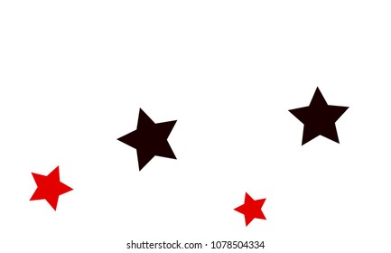 Many Stylish, Modern and Nice Looking Black and Red Stars of Different size on White Background