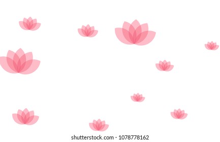 Many Stylish, Modern and Nice Looking Pink Lotuses on White Background
