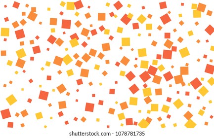 Many Stylish, Modern and Nice Looking Red, Orange and Yellow Confetti of Different Size on White Background