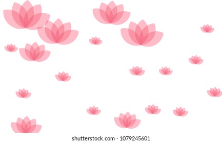 Many Stylish, Modern and Nice Looking Pink Lotuses on White Background