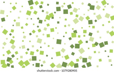Many Stylish, Modern and Nice Looking Green Confetti of Different Size on White Background