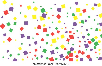 Many Stylish, Modern and Nice Looking Green, Red and Yellow Confetti of Different Size on White Background
