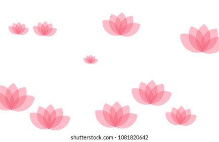 Many Stylish, Modern and Nice Looking Pink Lotuses on White Background