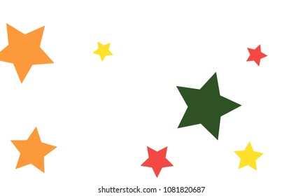 Many Stylish, Modern and Nice Looking Yellow and Green, Pink, Orange and Yellow Stars of Different size on White Background
