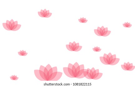 Many Stylish, Modern and Nice Looking Pink Lotuses on White Background
