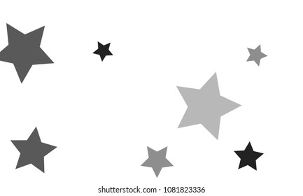 Many Stylish, Modern and Nice Looking Grey Stars of Different Size and Opacity on White Background