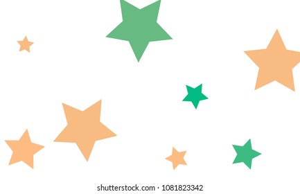Many Stylish, Modern and Nice Looking Light Red and Green Stars of Different size on White Background