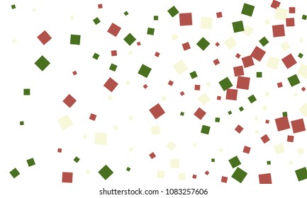 Many Stylish, Modern and Nice Looking Green and Red Confetti of Different Size on White Background