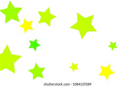 Many Stylish, Modern and Nice Looking Yellow and Green Stars of Different size on White Background