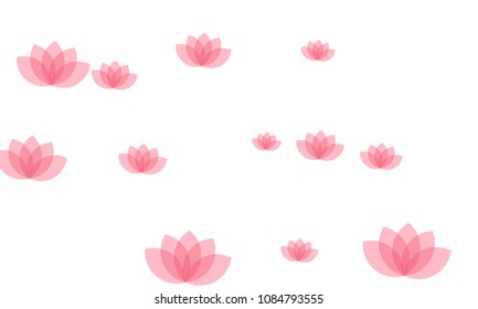 Many Stylish, Modern and Nice Looking Pink Lotuses on White Background