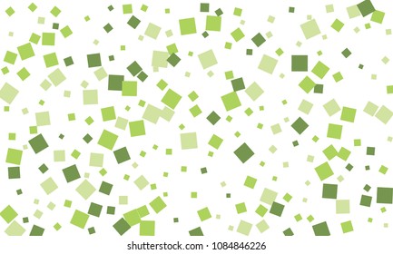 Many Stylish, Modern and Nice Looking Green Confetti of Different Size on White Background