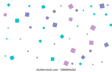 Many Stylish, Modern and Nice Looking Blue and Violet Confetti of Different Size on White Background