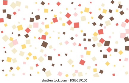Many Stylish, Modern and Nice Looking Brown, Pink, Red and Yellow Confetti of Different Size on White Background